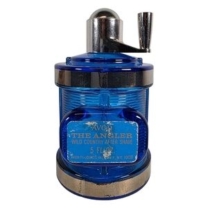 Vintage Avon The Angler Wild Country Blue Glass Decanter 1970s Bottle